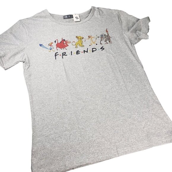 Lion King Simba Tee Shirt Top Timon Puma FRIENDS Knit Graphic Grey Shirt Blouse - Picture 1 of 14